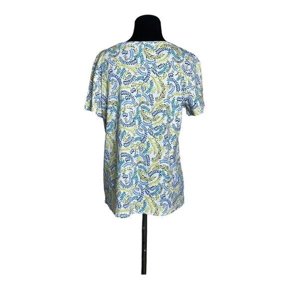 Croft & Barrow white leaves print short sleeves tee size PM - Picture 2 of 6
